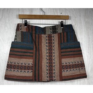 Earthbound Trading Co Southwest Tapestry Cotton Mini‎ Skirt M Boho Western Chic